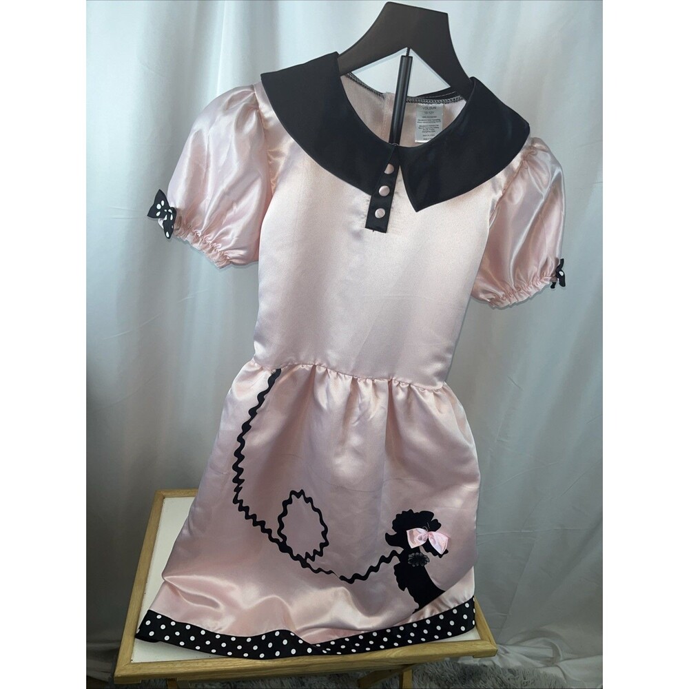 Youlson Pink Poodle Skirt Girls Dress 10-12 1950 Icon Halloween Costume Grace